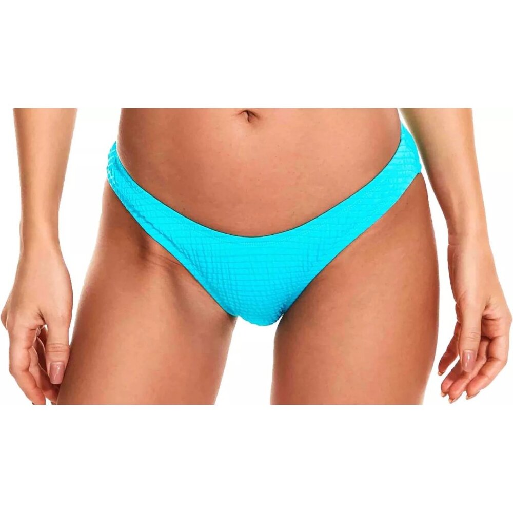Lucky Brand Golden Wave Textured Hipster Bikini Swim Bottom Teal Blue L